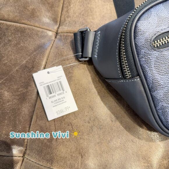 NWT Coach Elias Signature Canvas Belt Bag CZ400 Gunmetal/Denim/Midnight Navy - Picture 2 of 5